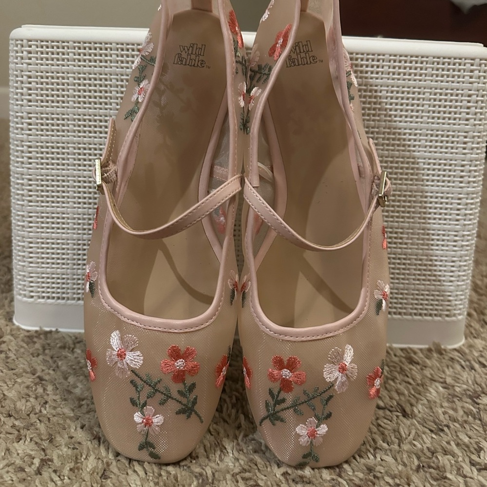 Wild Fable Pink Floral Loafers with Ballet Silhouette